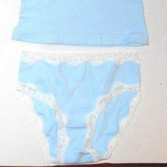 Vintage Rare 2 Pc Ribbed Lace Tank Top Panty Set - Picture 4 of 5